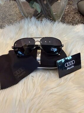 Audi Men’s Polarized Aviator Sunglasses in Black